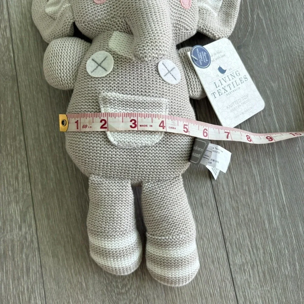 NWT Living Textiles Gray‎ Knitted Theodore Elephant Plush Toy Stuffed Animal
